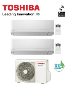 Climatizzatore Condizionatore Dual 7+10 Toshiba Mod Seiya Da 7000+10000 Btu Con Ras-2m14u2avg Gas R32 In A++ Wi Fi Ready 2